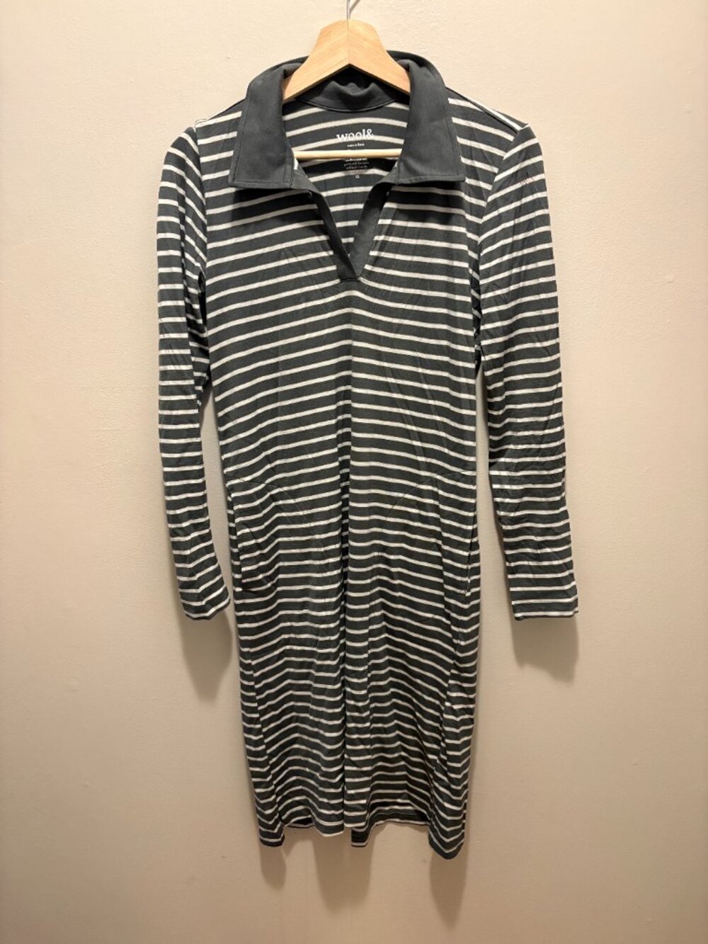 Wool& Bristol Thyme Green Striped Polo Dress